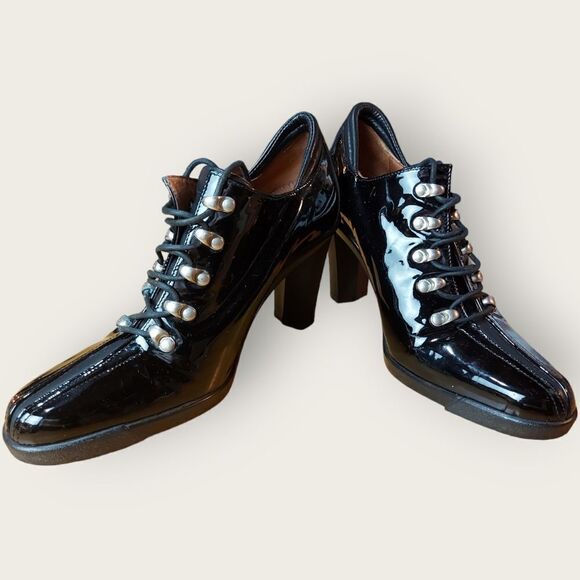 Donald J. Pilner Black Patent Leather Duke Booties Size 7.5 - Picture 11 of 11